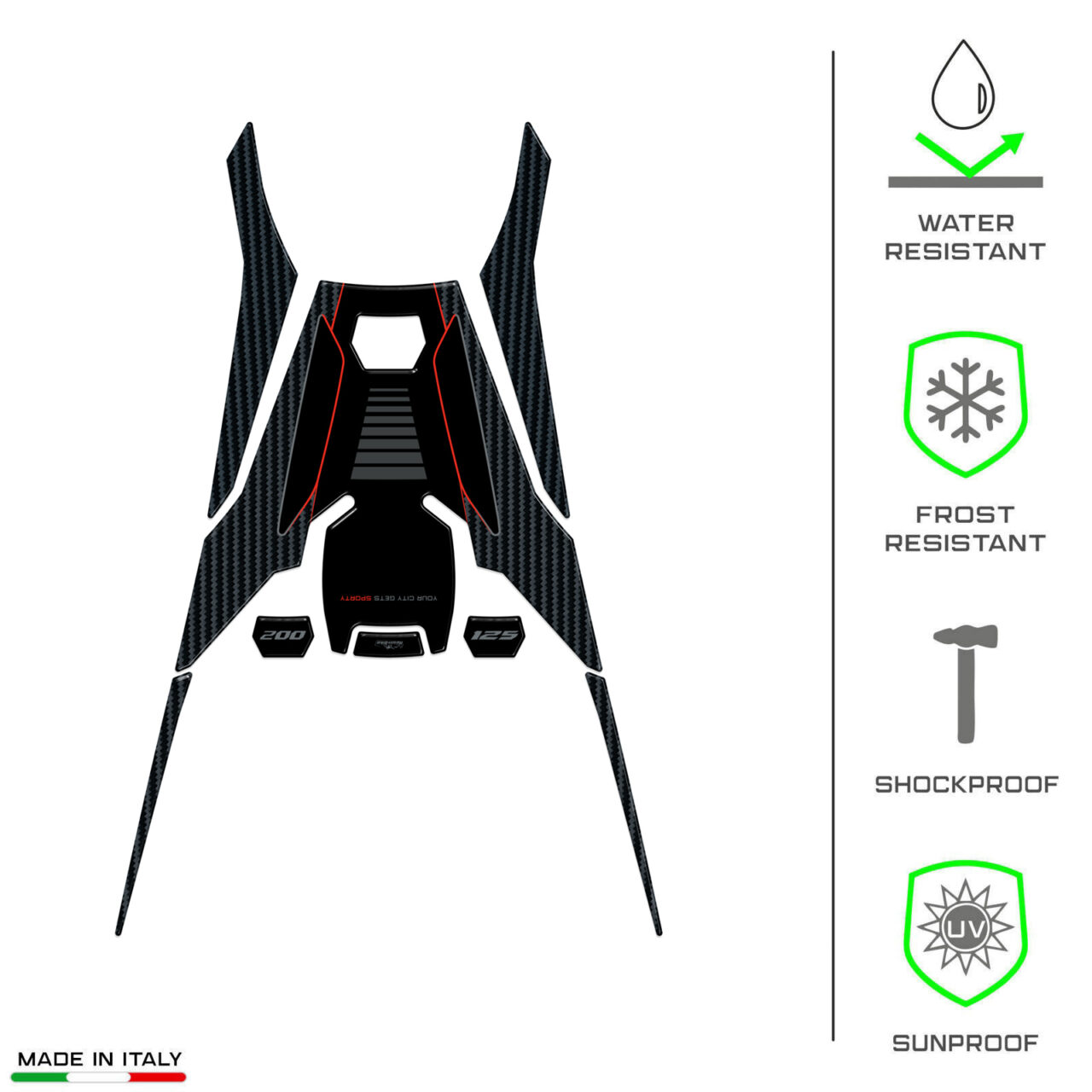 Kit Aufkleber 3D Motorrad Kompatibel mit Aprilia SR 125-200 2022-2025 Tank – Bild 8