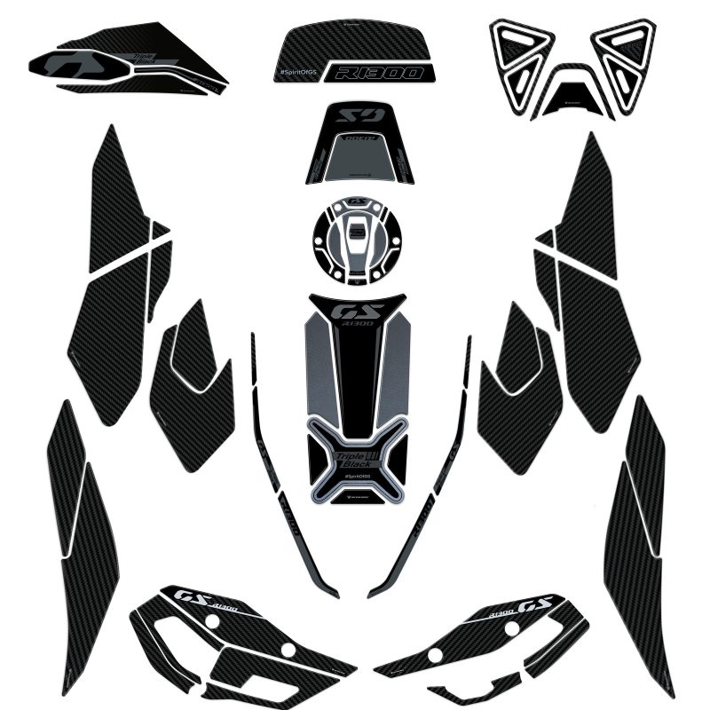 Kit Intégrale Autocollant 3D compatibles avec Bmw R 1300 GS Triple Black 2023-2026