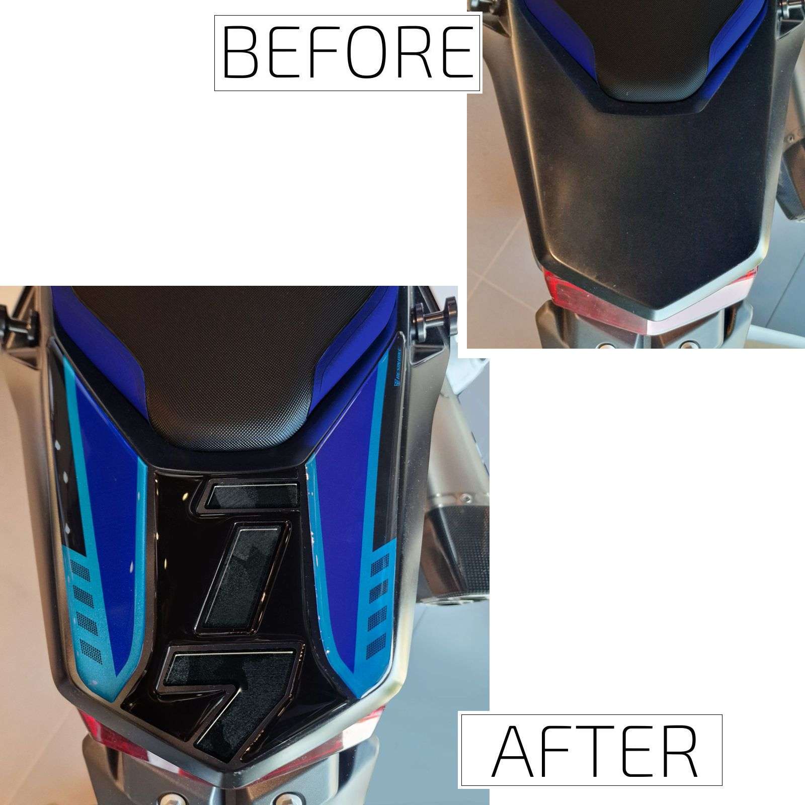 Adesivi 3D compatibili con Yamaha Tenere 700 2025-2026 Blu Protezione Codino - immagine 3