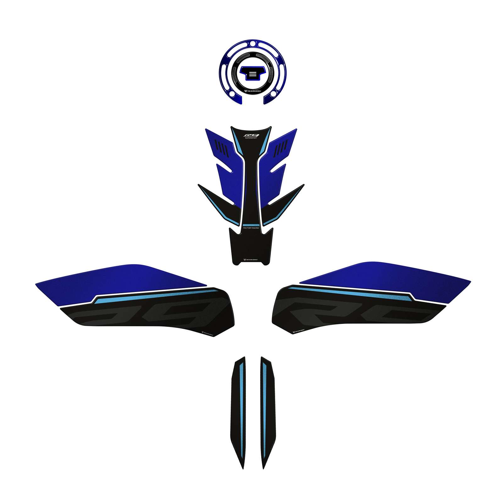 Kit Serbatoio Adesivi 3D compatibili con Yamaha R9 2025-2026 Icon Blue Base