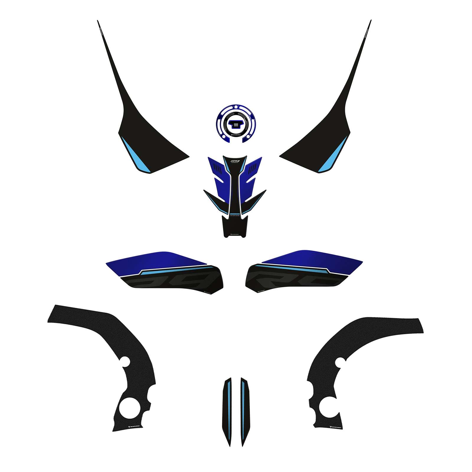 Kit Full Adesivi Moto 3D + Crystal compatibile con Yamaha R9 2025-2026 Blue