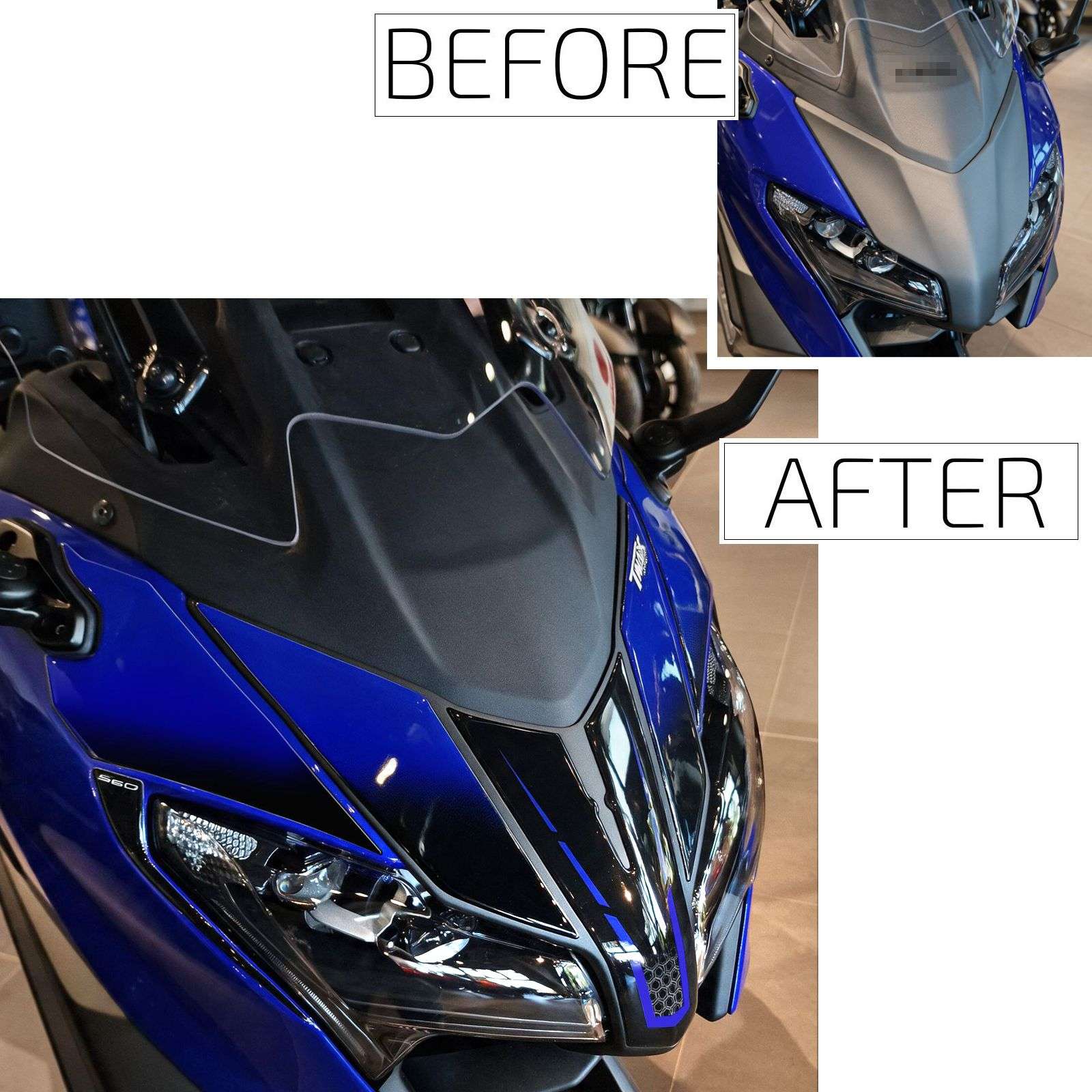 Adhesivos 3D compatibles con Yamaha TMax 560 2025-2026 Icon Blue Máscara Frontal Faro - Imagen 3